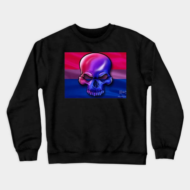 Bisexual Pride Skull Crewneck Sweatshirt by Danispolez_illustrations